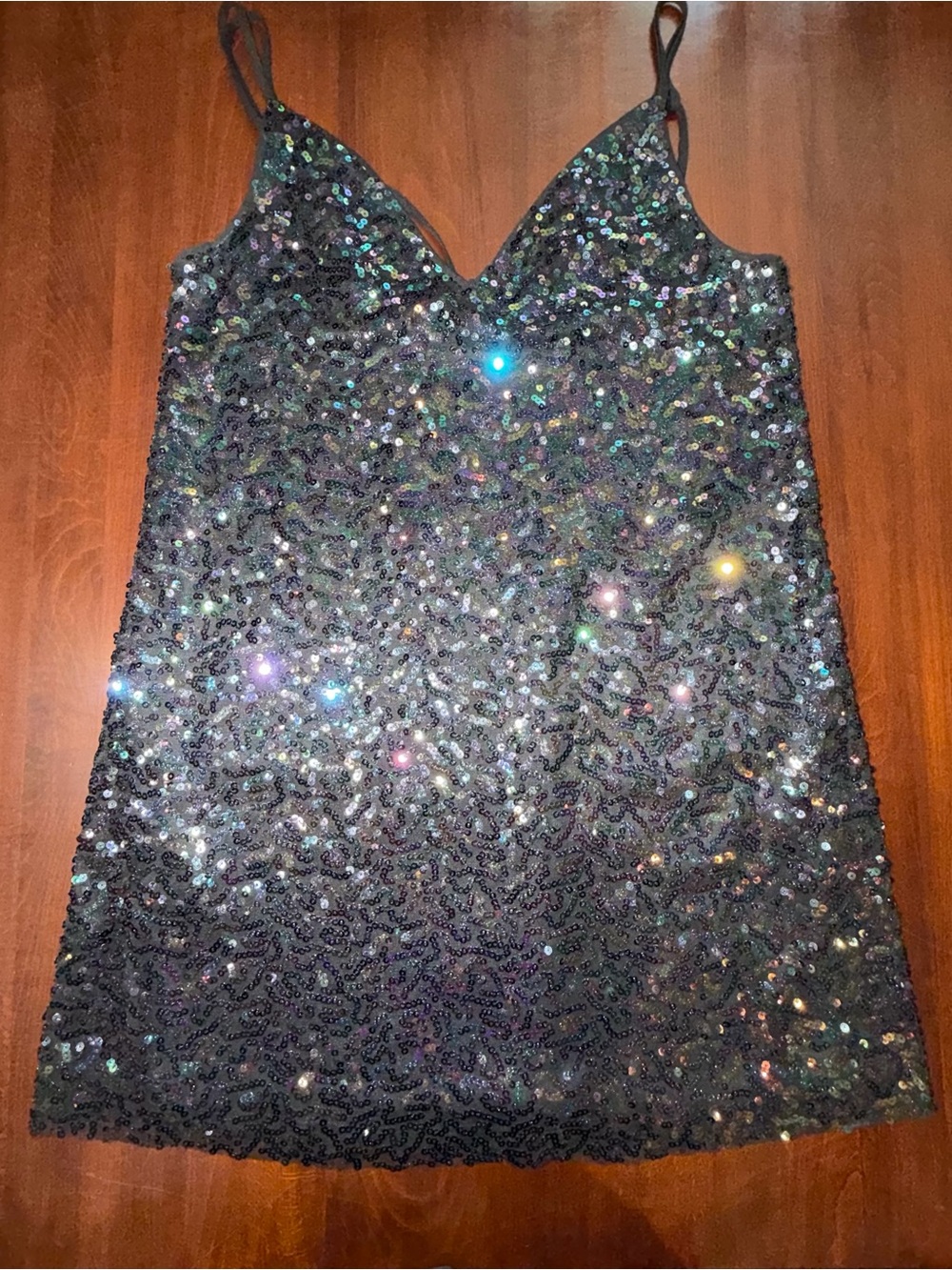 BCBGeneration Iridescent Sequin Mini Dress Black Gunmetal Size Small